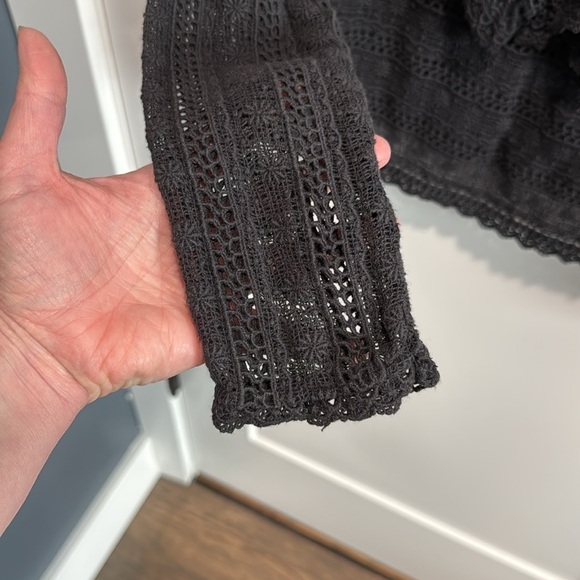 Sezane Black Lace Madeleine Ruffle Blouse - Picture 4 of 14